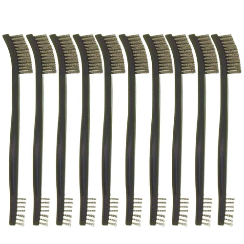 Vista 7 de Paquete de 10 cepillos de limpieza multiusos de doble punta para pistolas de 7 pulgadas, cepillos de cerdas de nailon de acero y latón (nailon)