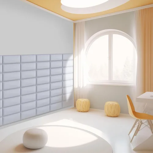 Vista 4 de Paneles tapizados para cabecero, 6 paneles de 7.8 x 15.7 pulgadas, paneles acolchados de pared para niños, cabecero de cama 3D anticolisión montado