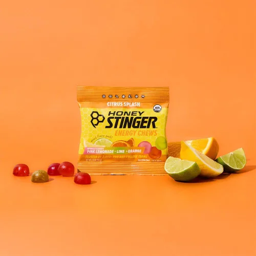Vista 5 de Honey Stinger Masticables energéticos orgánicos Citrus Splash, sin gluten y sin cafeína, para ejercicio, correr y rendimiento, nutrición deportiva
