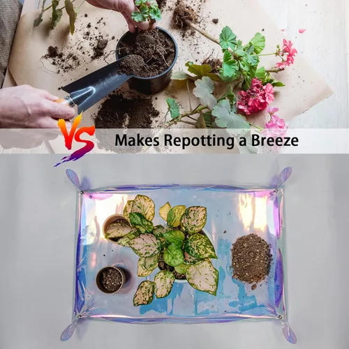 Vista 2 de Estera de replantación para plantas de interior Estera para macetas de plantas iridescentes, impermeable, bandeja de jardinería para macetas