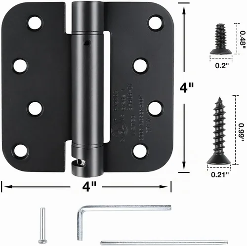 Vista 2 de Bisagras de puerta de cierre automático automático negro mate de 4 x 4 pulgadas, bisagra de resorte bisagras de cierre suave automático para puertas