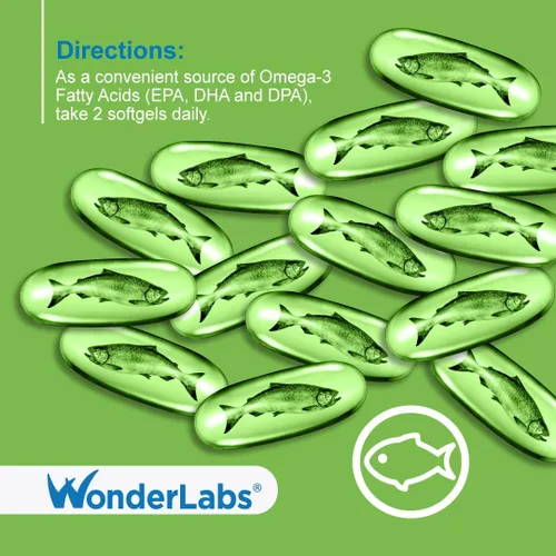 Vista 4 de Wonder Laboratories EZ Omega-3 Atlantic Menhaden Suplemento de aceite de pescado 2000 mg, sin eructos, fabricado en los Estados Unidos, equilibrio