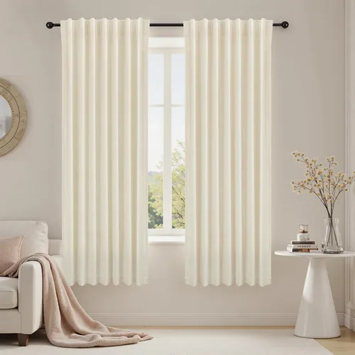 Vista 28 de Cortinas de terciopelo con trabilla trasera de 52 x 63 pulgadas de color naranja quemado de KOUFALL
