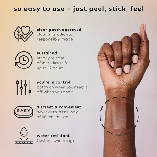 Vista 3 de The Good Patch Parche Be Calm con cáñamo, desenrolla y descomprime, parche natural con extracto de cáñamo, raíz de ashwagandha, pasiflor, bienestar