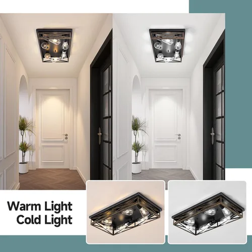 Vista 5 de Lámpara de techo rústica de granja para cocina, accesorios de iluminación de 6 luces para pasillo con montaje empotrado en el techo, lámpara