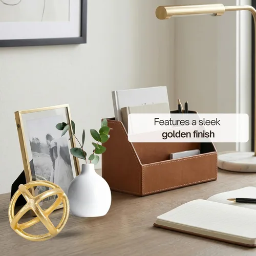 Vista 8 de Alpha Living Home Juego de 3 bolas decorativas decorativas, esferas de metal modernas para cuencos, bandejas, estantes, centro de mesa elegante