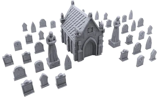 EnderToys Escena del cementerio del mausoleo - Paisaje de terreno DND para miniaturas de mesa de 1.102 in Wargame