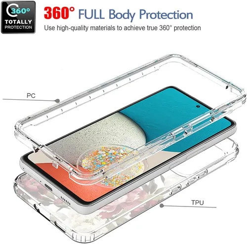 Vista 3 de Funda de teléfono para Galaxy A53 5G, Samsung A53 5G SM-A536U con protector de pantalla de vidrio templado, funda protectora de cuerpo completo