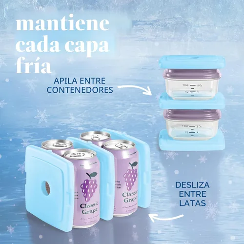Vista 8 de Cool Coolers de Fit & Fresh - Paquete de 4 bolsas de hielo delgadas, paquetes de hielo reutilizables de congelación rápida que ahorran espacio