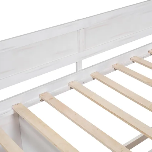 Vista 68 de Quarte Elegante cama de plataforma con estanterías en forma de L, cama de plataforma de madera tamaño individual con 2 cajones de almacenamiento