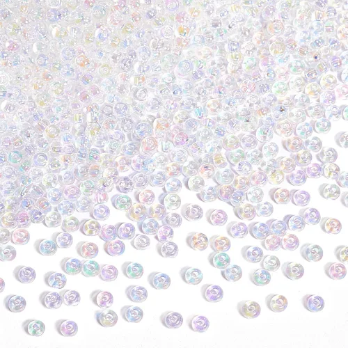 PandaHall Elite 11/0 - Cuentas de cristal transparente AB de 0.079 in de diámetro, alrededor de 6000 unidades en una caja para manualidades