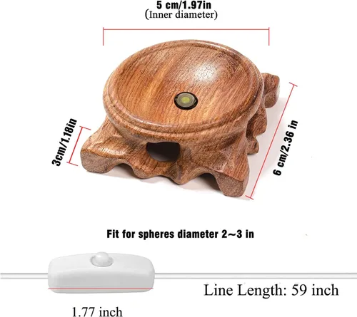 Vista 2 de CDIYTOOL Soporte de exhibición LED de madera maciza, pedestal de madera hueca de caoba, base de exhibición de lámpara LED, base de iluminación