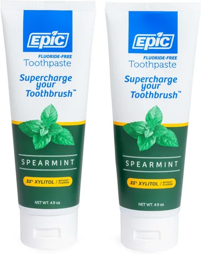 Epic Pasta de dientes con xilitol para adultos - Pasta de dientes sin flúor con 25% de xilitol - Fórmula sin SLS para boca seca y aliento fresco -
