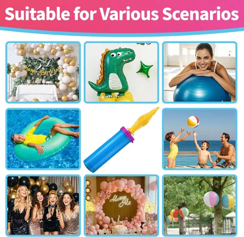 Vista 5 de KAWKALSH Hand Balloon Pump, Dual Action Two-Way Inflator, Manual Air Blower for Balloons