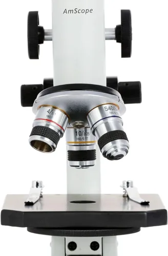 Vista 6 de AmScope Kit de microscopio para principiantes M60C-ABS-PS25-WM, iluminación LED y espejo, oculares WF10x y WF20x, aumento de 40x-1000x, incluye