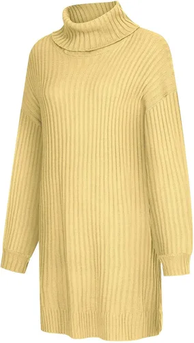 Vista 3 de SHENGXINY Turtleneck Sweater Dress for Women Solid Ribbed Knit Pullover Mini Dresses Trendy Long Sleeve Tunic Sweaters Skirt