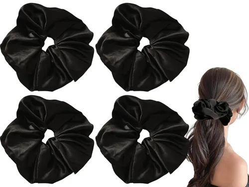 Vista 16 de Coleteros de satén de gran tamaño para mujer, ligas grandes para el cabello, suaves, sin daños, bandas de pelo de seda suave al tacto para dormir