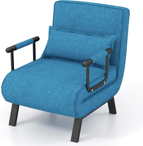 Vista 37 de KOMFOTT Sofá cama convertible 4 en 1 plegable con respaldo ajustable de 6 posiciones, tumbona tapizada con almohada extraíble, sofá reclinable