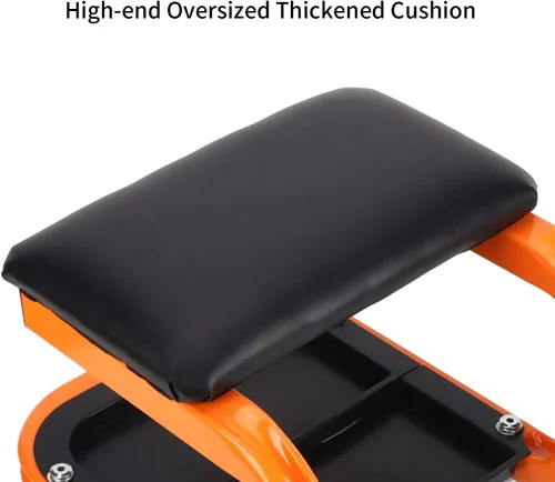 Vista 7 de Taburete de taller rodante resistente, silla mecánica con ruedas, taburete rodante de capacidad de 400 libras para garaje con ruedas, asiento