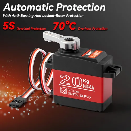 Vista 3 de Miuzei 44.1 lbs Servo Motor de alto par RC Servo Metal Gear Impermeable para 1/8, 1/10 R/C Modelo DIY Car Robot, DS3218, ángulo de control 270 °
