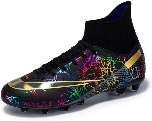 DHOVOR Tacos de fútbol para hombre y mujer, botines de fútbol antideslizantes, para atletismo, zapatos de fútbol para exteriores e interiores
