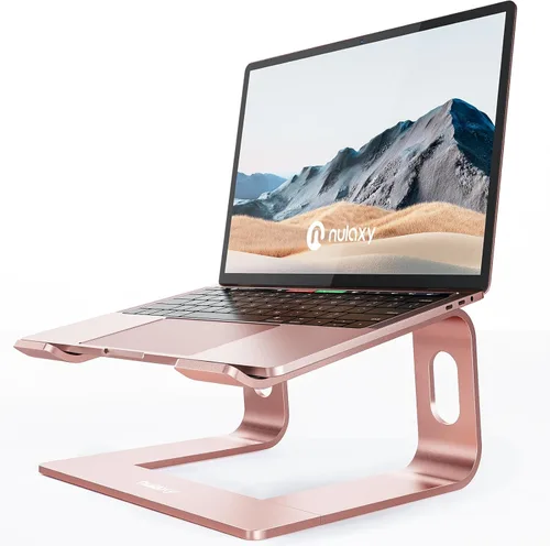 Vista 11 de Nulaxy Soporte desmontable de aluminio para laptop, ergonómico ventilado, elevador de computadora para escritorio, diseño antideslizante, compatible