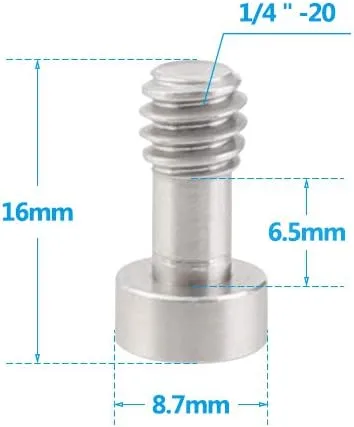 Vista 2 de CAMVATE Adaptador de tornillo de cámara de 1/4"-20 con cabeza hexagonal para placa base de trípode (5 piezas) - 2550