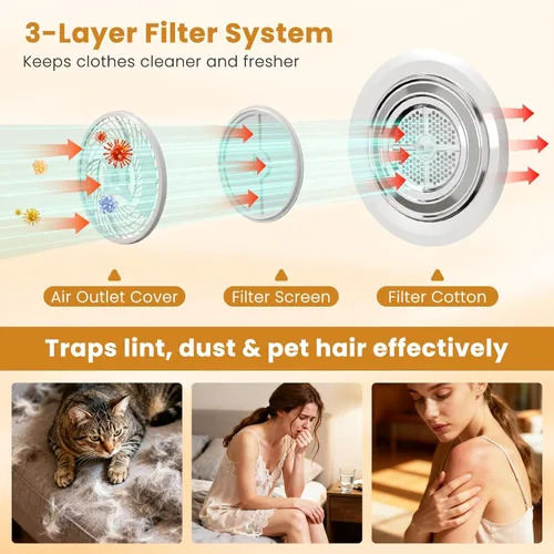 Vista 6 de Auertech Secadoras portátiles de 1.5 pies cúbicos para lavandería, secadora de ropa compacta con bañera de acero inoxidable, secadora de 1400 W