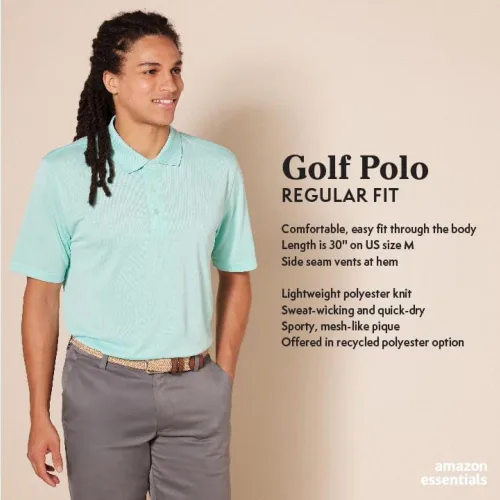 Vista 2 de Tienda Essentials - Camisa polo de golf, secado rápido, para hombre, ajuste regular