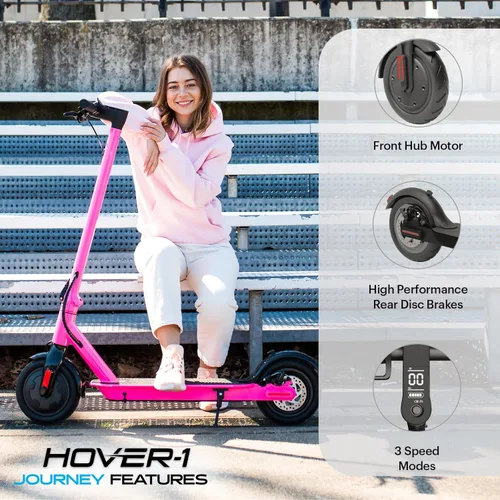 Vista 3 de Hover-1 Journey - Patinete eléctrico de 14 MPH, rango de 16 millas, carga 5HR, pantalla LCD, neumáticos de alto agarre de 8.5 pulgadas, peso máximo