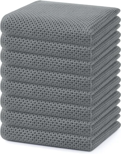 Vista 227 de Homaxy Paños de cocina de 100% algodón con tejido de gofre, ultra suaves, absorbentes, de secado rápido, 12 x 12 pulgadas, paquete de 6, amarillo