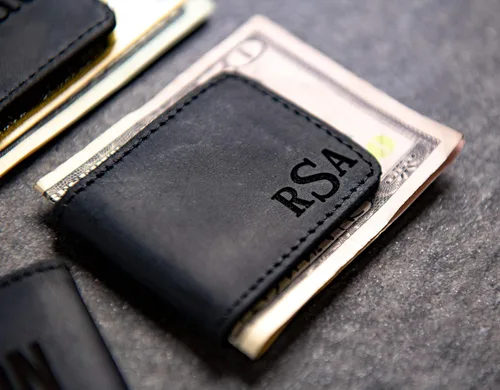Vista 6 de Personalized Leather Magnetic Money Cash Clip The Palm Beach by Left Coast Original