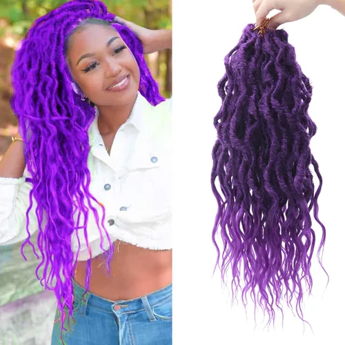 Vista 18 de 8 paquetes de rastas de cabello sintético de ganchillo de 18 pulgadas, rastas sintéticas boho con extremos rizados, cabello de ganchillo de rastas