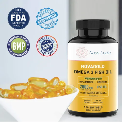Vista 7 de NovaGold - Aceite de pescado Omega 3, suplemento de alta resistencia EPA DHA de 2000 mg - Cápsulas blandas sin erupciones fáciles de tragar - Apoya