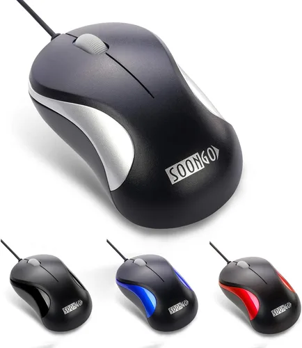 Vista 12 de SOONGO - Ratón óptico USB con cable para computadora portátil y uso doméstico, 2 unidades, compatible con computadoras portátiles, escritorio