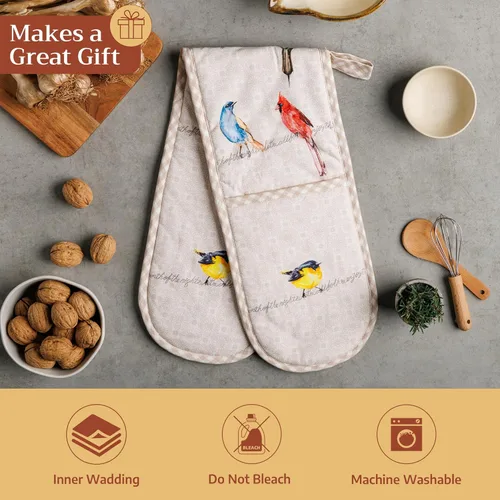 Vista 5 de Maison d' Hermine - Guante de horno doble de 7 x 35 pulgadas, con bucle, 100 % algodón, resistente al calor, cocinar, sartenes, hornear, microondas