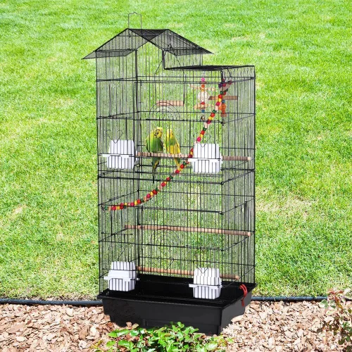 Vista 9 de Yaheetech Jaula de 39 pulgadas para pájaros de techo grande para loros pequeños, cacatúas, periquitos del sol, conure de mejillas verdes