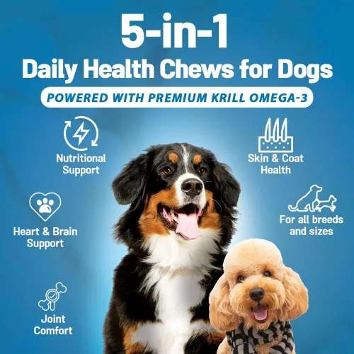 Vista 2 de Omega 3 para perros - Masticables suaves para apoyar las articulaciones de los perros - Suplemento de aceite de pescado para perros con EPA y DHA
