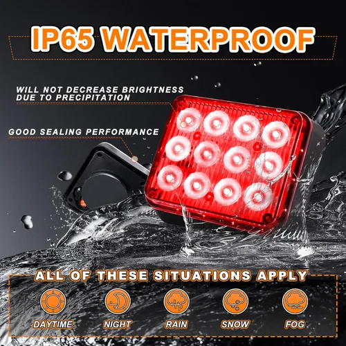 Vista 4 de 2 piezas de luces magnéticas para remolque, baliza roja, luces estroboscópicas magnéticas inalámbricas, luces de advertencia de emergencia