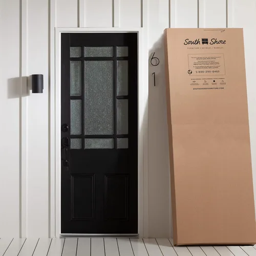 Vista 20 de South Shore Sweedi - Cama con cabecera de marco de casa, tamaño individual, color blanco puro