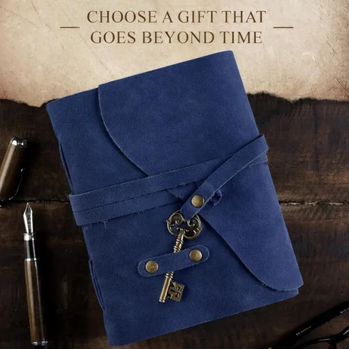 Vista 6 de NomadCraftsCo. Vintage Leather Journal for Men & Women With Lined Pages and Key–7 in x 5 in Leather Bound Writing Notebook for Journaling, Notes &