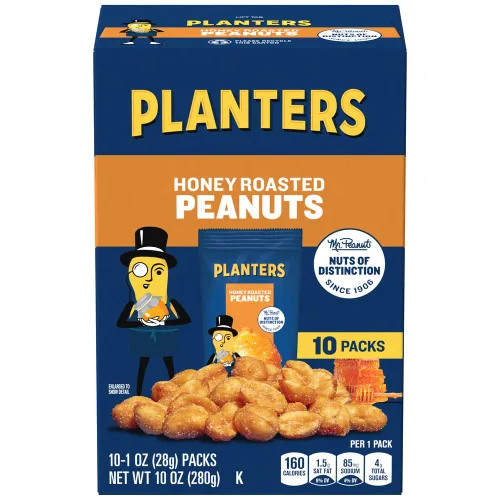 Planters Cacahuetes tostados con miel, caja de 10 unidades, paquetes de 1 oz, paquete de 6