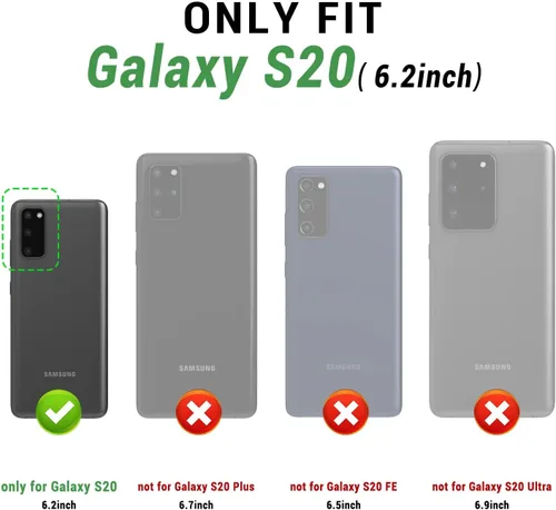 Vista 2 de SUANPOT Funda de piel tipo cartera para Samsung Galaxy S20 de 6.2 pulgadas (no S20+/S20 Ultra) con bloqueo RFID, tarjetero de crédito, funda