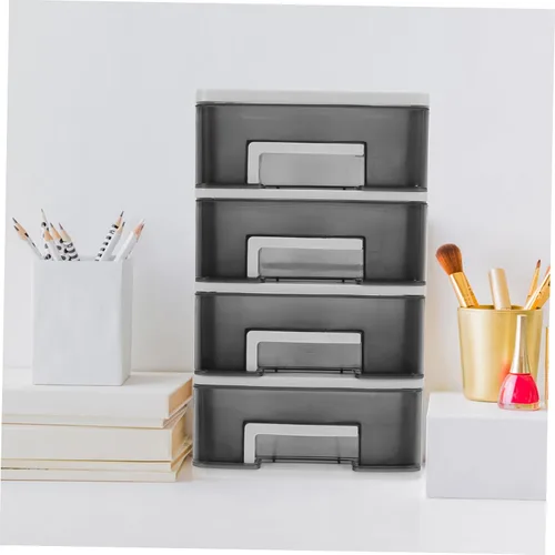 Vista 2 de DECHOUS Cajón de almacenamiento de plástico, cajón de plástico Gabinete de almacenamiento de cuatro capas Cajón de plástico, Estante