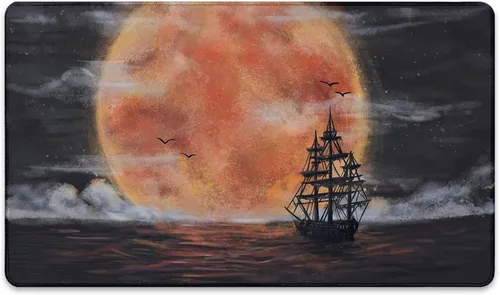 Vista 2 de Blood Moon Flying Dutchman (cosido) – Alfombra de juego MTG – Compatible con Magic The Gathering Playmat – Play MTG, YuGiOh, TCG – Diseños
