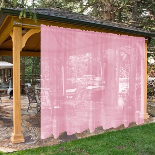 Vista 16 de SpaceDresser - Cortinas transparentes impermeables para exterior para patio - 2 paneles con bolsillo para barra, cortinas de gasa transparentes