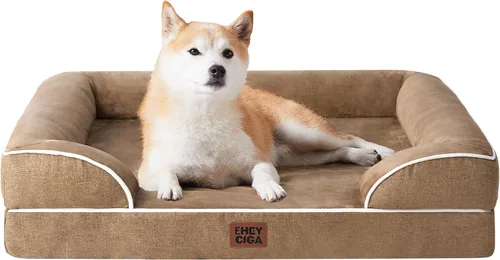 Vista 63 de EHEYCIGA – Cama ortopédica impermeable para perros extragrandes, espuma viscoelástica tipo caja de huevos, bordes elevados y base antideslizante