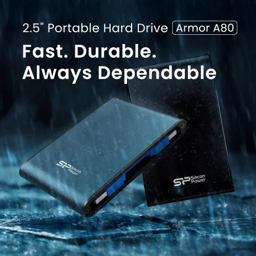 Vista 5 de Silicon Power - Armadura de disco duro externo portátil de 1 TB A80, resistente al agua USB 3.0 para PC, Mac, Xbox y PS4, color azul