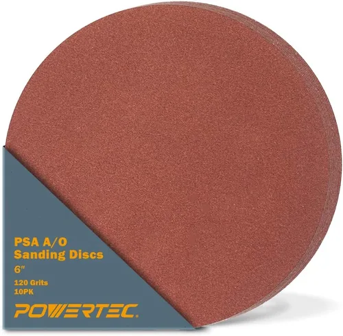 Vista 12 de POWERTEC 10 discos de lijado PSA de grano 60 de 6 pulgadas, papel de lija autoadhesivo de 6 pulgadas, para paneles de yeso, carpintería, pintura
