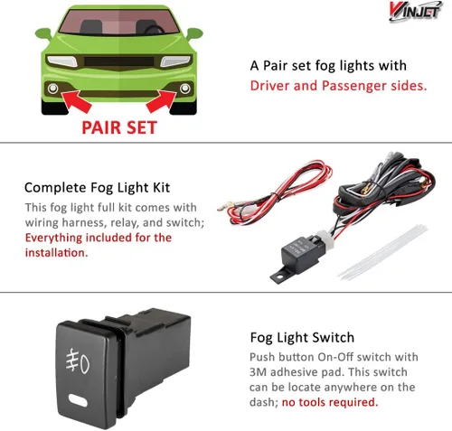 Vista 5 de Winjet WJ30-0405-09 Serie OEM para Toyota Sienna 2006-2010 - Luces antiniebla LED de conducción + interruptor + kit de cableado